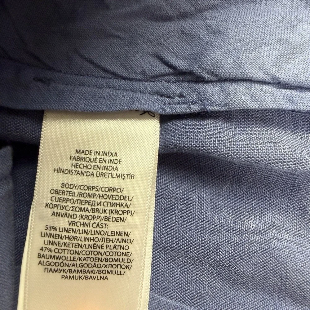 Polo Ralph Lauren Pants 32x30 Straight Fit Blue Linen Cotton Chino Slacks Men